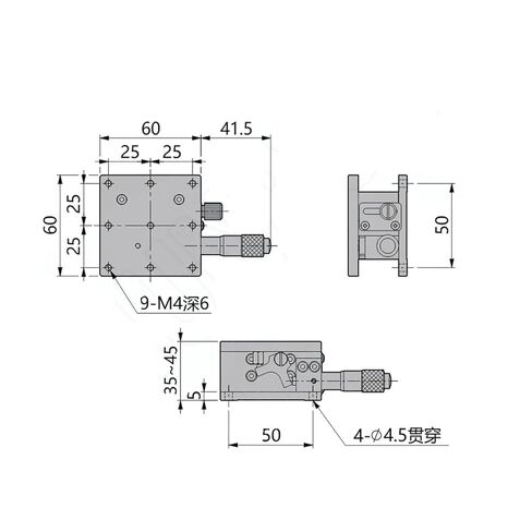 Z-axis Movement Optical Shift fine-Tuning Platform Height Adjustable 60x60mm in Kuwait