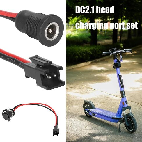 Electric Scooter Charging Sockets 5.5x2.1mm Female Sockets Panel Mount Waterproof Power Connector with Cable Scooter Accessories in Kuwait