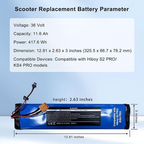 بطارية قابلة للشحن 36 فولت 11600 مللي أمبير في الساعة لهيبوي S2 PRO وKS4 PRO ذات سعة عالية، مع فتحات لولبية، تدوم طويلاً in Kuwait