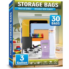 حقيبة بسحاب كبيرة جدًا سعة 3 جالون، حقيبة بسحاب بلاستيكية شفافة مقاس 40.64 سم × 45.72 سم مع مقبض للتخزين، والسفر المتحرك، وقفل قابل للإغلاق بسمك 2 مل، 15 عبوة in Kuwait