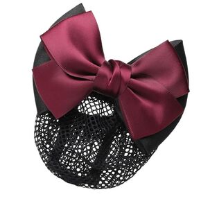 Bowknot Hair Snood, Elegant Women Barrette Hair Bun Cover with High Elasticity, for Waitress Nurse Doctor Air Hostess (Blue Bowknot Net) in Kuwait