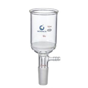 150ml Buchner Filtering Funnel with Fine Frit(G3),Borosilicate Glass,24/40 Standard Taper Inner Joint and Vacuum Serrated Tubulation in Kuwait
