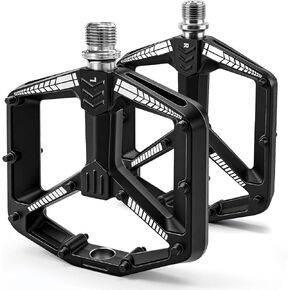 Road Bike Pedals Flat, Mountain MTB Bicycle Pedals, Aluminum Alloy, Non-Slip Lightweight, Wider Platform, 3 Sealed Bearings, 9/16" for BMX MTN Road Gravel EBike, 2PCS, Black in Kuwait