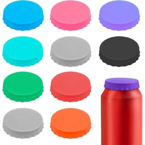 10 Pack Silicone Soda Can Covers Lids Colorful Reusable Spill-proof Can Caps Tops Savers Stopper Protector for Drink Beer Beverage Juice Coke Fits Standard Cans in Kuwait