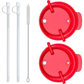 Mugs N Coffee Replacement Lids with 11" Reusable Straws & Cleaning Brush for 32 oz Whirley Drink Works Mugs – Black – BPA-Free – Made in USA in Kuwait