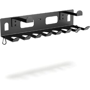 منظم رف الصالة الرياضية لتخزين الصالة الرياضية المنزلية، مثبت على الحائط، رف تخزين الصالة الرياضية المنزلية متعدد الأغراض لأشرطة المقاومة، سجادات اليوغا، حبال القفز، أحزمة الوزن، ملحقات غرفة تمرين المرآب، أسود in Kuwait