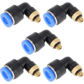 Motoforti دفع لتوصيل تركيبات الهواء 1/4 "90 درجة خط الهواء وصلة سريعة من البلاستيك المعدني M5 5 قطعة لون أزرق وأسود وذهبي in Kuwait