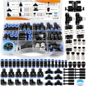 70 قطعة 1/4 "مجموعة متنوعة من تركيبات خرطوم الهواء سريعة التوصيل، ادفع لتوصيل التركيبات، مع تركيبات خط الهواء الموضوع NPT لنظام فرامل الهواء in Kuwait