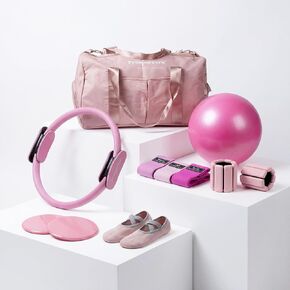 Upgraded Pilates Kit – Pilates Ring and Ball Set w/Ankle Weights, Resistance Bands, Sliders, Socks & Bag – Pilates Kit, Home Gym Equipment Accessories in Saudi Arabia