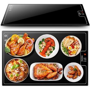 Electric Warming Tray（Large 22"x14"），Food Warmer with Thermostat and Full Surface Heating，Food Warming Mat with 2 Temperature Modes for Parties Buffet，Gatherings，Gold Edge Handles Warming Mat for Food in Kuwait