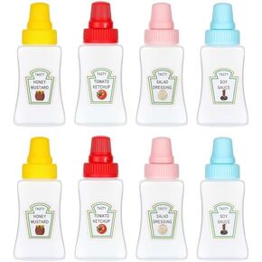 8 قطع زجاجات كاتشب صغيرة، زجاجات ضغط بهار صغيرة محمولة سعة 25 مل مع غطاء لولبي قوي، حاويات موزعات صلصة العسل المحمولة لملحقات صندوق الغداء in Kuwait