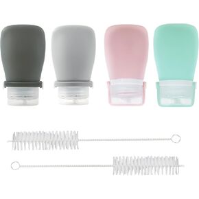 4Pcs Squeeze Salad Dressing Bottles, Leakproof Mini Sauce Condiment Bottles and Portable Dressing for Lunch with Bandage, Salad Dressing to Go Container with 2Pcs Cleaning Brush (60ml) in Kuwait