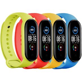 LeongLzt(4/5/8 PACK Xiaomi Mi 5/6/7 حزام/Amazfit Band 5/6 أربطة بديلة لـ Mi Band 5/6/7 SmartWatch Band & Amazfit Band 5/6، أشرطة سيليكون ناعمة ومرنة صديقة للبشرة للذكور والإناث in Kuwait