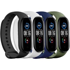 LeongLzt(4/5/8 PACK Xiaomi Mi 5/6/7 حزام/Amazfit Band 5/6 أربطة بديلة لـ Mi Band 5/6/7 SmartWatch Band & Amazfit Band 5/6، أشرطة سيليكون ناعمة ومرنة صديقة للبشرة للذكور والإناث in Kuwait