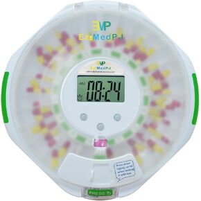 موزع حبوب منع الحمل التلقائي Ezimedpil لرعاية كبار السن والزهايمر مع التنبيهات الصوتية والبصرية ، حتى 6 أجهزة إنذار/يوم ، شاشة LCD سهلة القراءة ، 6 جرعات ، مفتاح قفل للفيتامينات ، LID Clear Lid in Kuwait