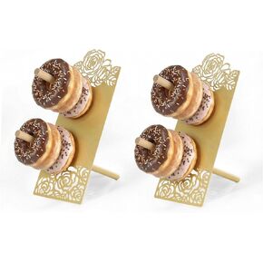 AIM & GGKK حامل دونات ذهبي للعرض على الحائط للحفلات، حامل دونات معدني مع تصميم زهور، لوح حلوى على شكل كعكة لحفلات الزفاف، وأعياد الميلاد، وحفلات استقبال المولود الجديد، وديكور حفلات حامل الخبز in Kuwait