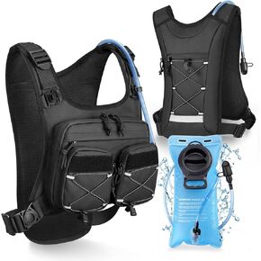 NOOLA Running Vest with 2L Water Bladder, Reflective Hydration Backpack for Men Women, Lightweight Chest Pack with Phone Pocket Adjustable Running Backpack for Marathon Fishing Cycling Hiking in Saudi Arabia