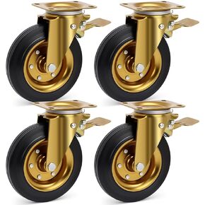 عجلة Nefish للخدمة الشاقة الخارجية مقاس 6 بوصات، مجموعة عجلات كبيرة مكونة من 4 قطع مع فرامل، وعجلات متينة من الدرجة الصناعية بوزن 2600 رطل، وعجلات دوارة بلوحة 360 درجة للعربة ومنضدة العمل والماكينة in Kuwait