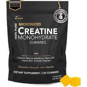 علكة كرياتين مونوهيدرات للرجال والنساء - تركيبة نباتية وخالية من السكر مع لتر تورين + فيتامين ب 12 - لتقوية العضلات، وبناء العضلات، والتعافي، وتعزيز الطاقة، ومكمل ما قبل التمرين in Kuwait