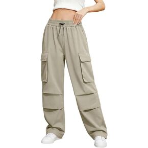 Cargo Pants for Women Drawstring Elastic Waisted Hiking Pants with Pockets Loose Fit Casual Lightweight Baggy Pants in Kuwait