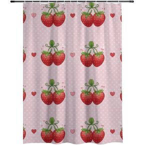 مجموعة ستائر الدش على شكل قلب منقطة مع خطافات، ستارة دش أساسية للصيف مقاومة للماء، ستائر شاطئ قابلة للغسل من القماش للعطلات للحمام لديكور الحمام غير تقليدي 48 × 72 بوصة in Kuwait