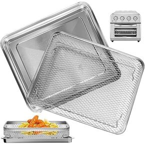 GCQ Air Fryer Tray Replacement for Cuisinart TOA-28 TOA-29 AFR-25 Toaster Air Fryer Convection Oven, 11.3 * 9.8'' Mesh Air Fryer Stainless Steel Basket Wire Rack Accessories Parts, Dishwasher Safe in Kuwait