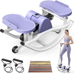 جهاز ستيبر روك للتمرين في المنزل، جهاز ستيبر هزاز بحركة جانبية من جانب إلى آخر، خطوة هزازة مع أشرطة مقاومة وحصيرة غير قابلة للانزلاق، آلة ستيبر صغيرة بسعة تحميل 250 رطل للتمرين واللياقة البدنية in Kuwait