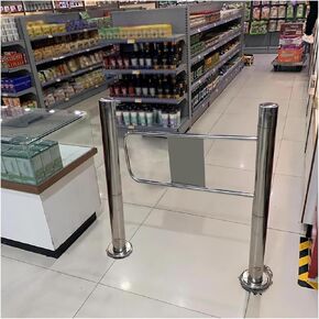 Automatic Safety Swing Gate, 90° Opening, Spring-Loaded Closure, One-Way Door for Library & Supermarket Access, Post Mount, Right Side, 40x39in Safety Barrier in Kuwait