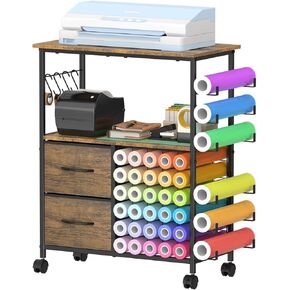 Storage Cart Compatible with Cricut, Roll Holders with 2 Drawers, Rolling Craft Cabinet Table for Accessories Holder,Tool Hook for Craft Room Home in Kuwait