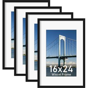 مجموعة إطارات ملصق Wiscet مقاس 24 × 36 مكونة من 4 قطع، صورة عرض مقاس 20 × 30 مع حصيرة أو 24 × 36 بدون حصيرة، إطار صورة لعرض الحائط الأفقي أو العمودي، أسود in Kuwait