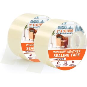 شريط إغلاق النوافذ MRPAPA مقاس 2 بوصة × 90 قدمًا، شريط عازل محكم يمنع تيارات الهواء، خالي من بقايا الطقس الشفاف، مقاوم للرياح للنافذة/الباب/السيارة (1) in Kuwait