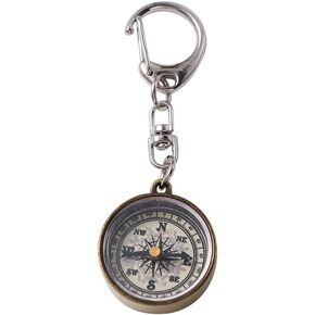 Gold Vintage Zinc Alloy Metal Compass with Chain, Key Ring Camping Compass Keychain Navigation Tools Key Ring,Compasses Electronics and Gadgets Recreation Accessories in Kuwait