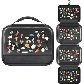 Enamel Pin Display Book with Zipper, Portable Pin Trading Bag for Collectors, 8-Page Felt Lapel Pin Holder with Anti-Scratch PVC Dividers & Clear Display Window, Great for Theme Park Travel in Kuwait