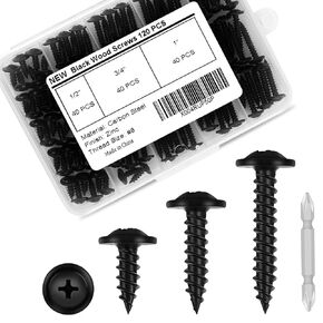 120 PCS #8 Phillips Truss Head Black Wood Screw Assortment - Self-Tapping Fasteners for Wall Plates & Woodworking (1/2", 3/4", 1") with Screwdriver Bit in Kuwait