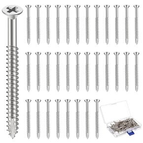 100 Pack Satin Nickel Wood Screws #9 Extra Long Heavy-Duty Hinge Screws for Doors, Cabinets, Furniture & DIY Projects (3 Inch,Sliver) in Kuwait