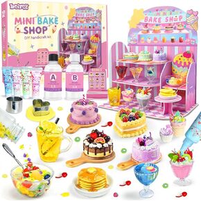 مجموعة لعبة Mini Bake Shop DIY ، صنع 14pcs يتظاهر بالحلويات والكعك ، راتنج ومطبخ طين مجموعة ، إبداع عرض المشهد ، هدية الحفلات ، طقم الحرفية للأطفال الفتيات الفتيات 8+ in Kuwait