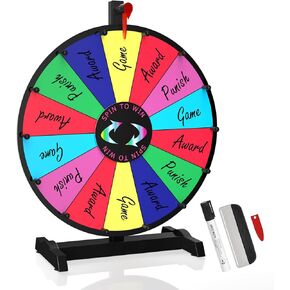 عجلة دوارة للجوائز مقاس 18 بوصة من Facilife مع حامل، عجلة دوارة ملونة 14 فتحة للجوائز، عجلة دوارة فورتشن للعروض التجارية، الكرنفالات، الألعاب المنزلية in Kuwait