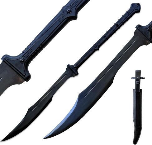 40" Two-Handed Spartan Sword Full Tang 1065 Carbon Steel, Nylon Fiber glass Handle with PU Oil-Edged Leather Sheath, Outdoor,Tactical,Collection Scenarios in Saudi Arabia