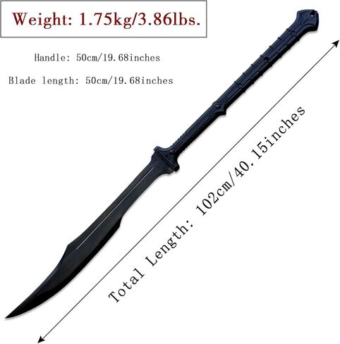 40" Two-Handed Spartan Sword Full Tang 1065 Carbon Steel, Nylon Fiber glass Handle with PU Oil-Edged Leather Sheath, Outdoor,Tactical,Collection Scenarios in Saudi Arabia