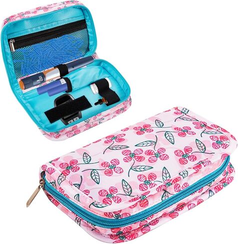 حقيبة سفر لمرضى السكري لمراقبة نسبة السكر في الدم، منظم جهاز قياس الجلوكوز، مجموعات العناية بمرضى السكري، حقيبة تخزين مستلزمات مرضى السكري. الأزهار in Kuwait