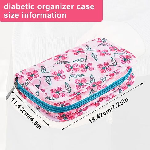 حقيبة سفر لمرضى السكري لمراقبة نسبة السكر في الدم، منظم جهاز قياس الجلوكوز، مجموعات العناية بمرضى السكري، حقيبة تخزين مستلزمات مرضى السكري. الأزهار in Kuwait