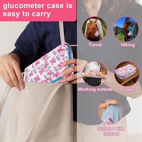حقيبة سفر لمرضى السكري لمراقبة نسبة السكر في الدم، منظم جهاز قياس الجلوكوز، مجموعات العناية بمرضى السكري، حقيبة تخزين مستلزمات مرضى السكري. الأزهار in Kuwait