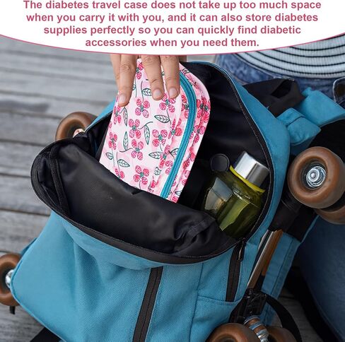 حقيبة سفر لمرضى السكري لمراقبة نسبة السكر في الدم، منظم جهاز قياس الجلوكوز، مجموعات العناية بمرضى السكري، حقيبة تخزين مستلزمات مرضى السكري. الأزهار in Kuwait