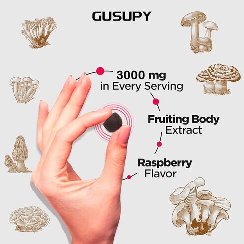 Lions Mane Mushroom Gummies Supplement - 12 Organic Mushroom Blend with Cordyceps, Reishi, Chaga, Blueberry Flavor Herbal Brain Supplement for Energy & Health, Cognitive, Memory & Focus, 60 Gummies in Saudi Arabia