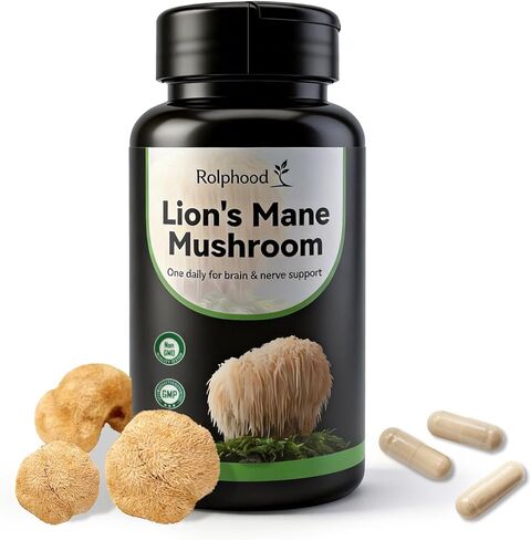كبسولات مستخلص فطر Lions Mane (60 قطعة)، عضوي|غير معدل وراثيًا|خالي من الغلوتين، مكمل لدعم التركيز والصحة المناعية in Kuwait