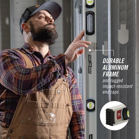 CHANNELLOCK 48 بوصة، مستوى I-Beam من الألومنيوم المغناطيسي بدرجة احترافية مع 3 قوارير، 5100-0048M in Kuwait