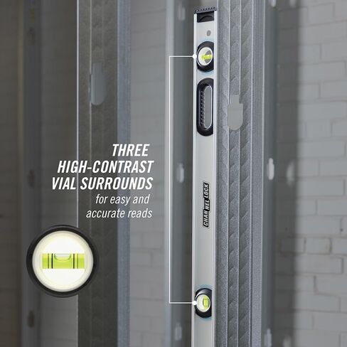 CHANNELLOCK 48 بوصة، مستوى I-Beam من الألومنيوم المغناطيسي بدرجة احترافية مع 3 قوارير، 5100-0048M in Kuwait