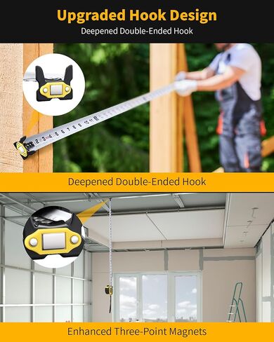 Firecore Tape Measure 25 ft with 1/8 Fractions, Magnetic Double-Hook Measuring Tape Retractable, 1" Wide Easy Read Both-Side Measurement Tape with Nylon Coating,Finger Brake for Construction Carpenter in Saudi Arabia