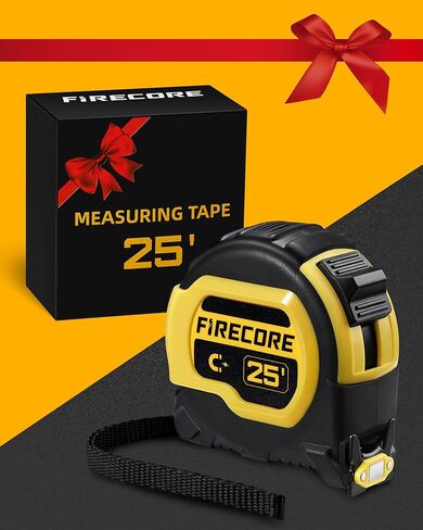 Firecore Tape Measure 25 ft with 1/8 Fractions, Magnetic Double-Hook Measuring Tape Retractable, 1" Wide Easy Read Both-Side Measurement Tape with Nylon Coating,Finger Brake for Construction Carpenter in Saudi Arabia
