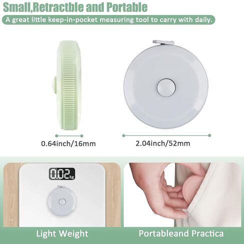 gdminlo 3 حزمة شريط قياس شريط قياس لنسيج الجسم الخياطة خياط القماش الحياكة الحرفية قياسات فقدان الوزن قابل للسحب 60 بوصة 1.5 متر، زر ضغط صغير، مساطر بمقاييس مزدوجة in Kuwait